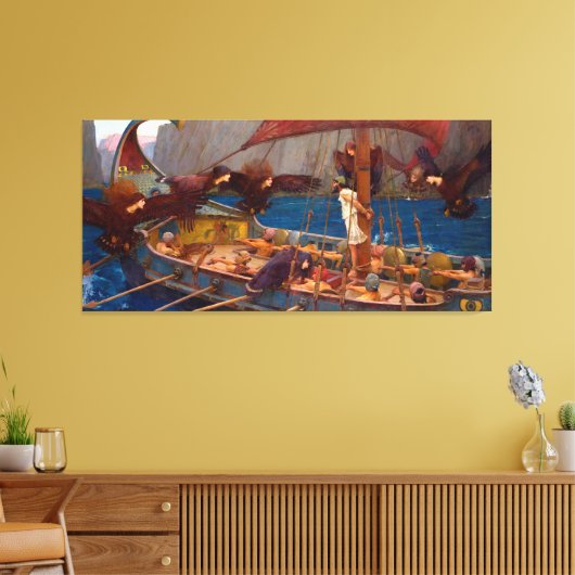 Ulysses en de Sirenen (1891) Canvas Afdruk (Insitu (Woonkamer))