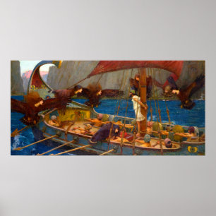 Ulysses en de Sirenen van John William Waterhouse Poster