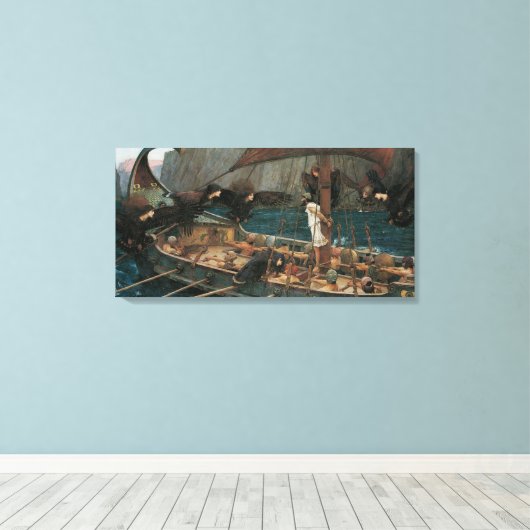 Ulysses en Sirens van John William Waterhouse Canvas Afdruk (Insitu (Houten vloer))