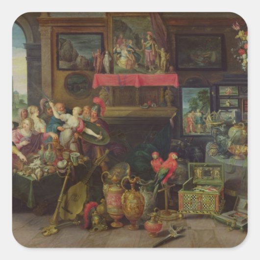 Ulysses herkent Achilles onder dochters Vierkante Sticker (Voorkant)