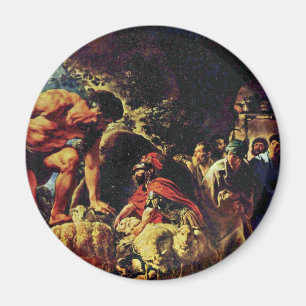 Ulysses in de grot van Polyphemus door Jordaens Ja Magneet