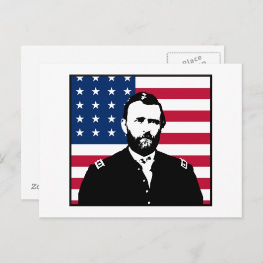 Ulysses S. Grant en de Amerikaanse vlag Briefkaart (Voorkant / Achterkant)
