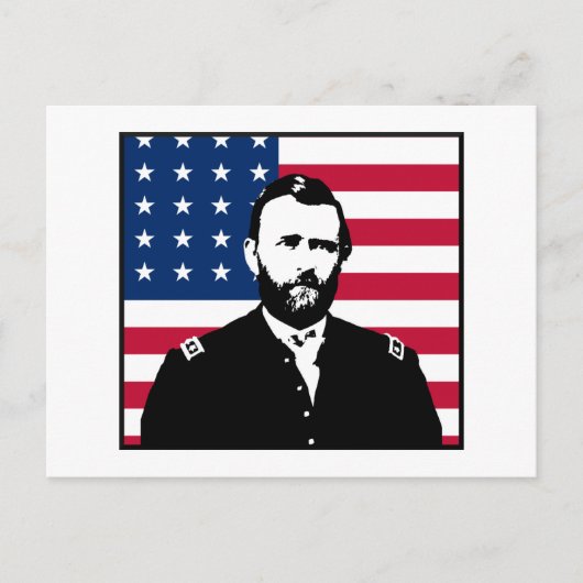 Ulysses S. Grant en de Amerikaanse vlag Briefkaart (Voorkant)