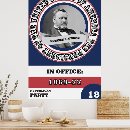 Ulysses S. Grant Presidentiële geschiedenis Poster (Keuken)