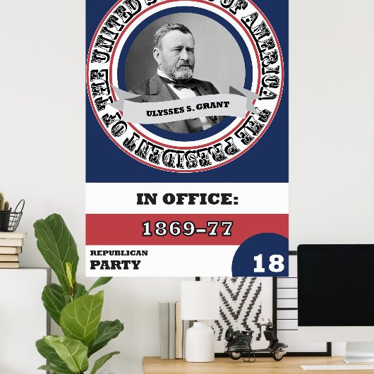 Ulysses S. Grant Presidentiële geschiedenis Poster (Thuiskantoor)