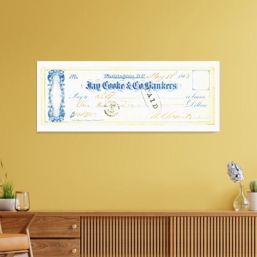 Ulysses S. Grant Signed Check from 17 May 1867 Canvas Afdruk (Insitu (Woonkamer))