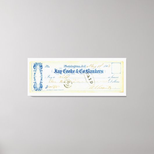 Ulysses S. Grant Signed Check from 17 May 1867 Canvas Afdruk (Voorkant)