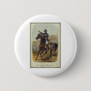 Ulysses S. Grant te paard Ronde Button 5,7 Cm