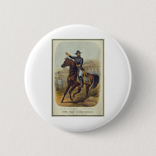 Ulysses S. Grant te paard Ronde Button 5,7 Cm (Voorkant)