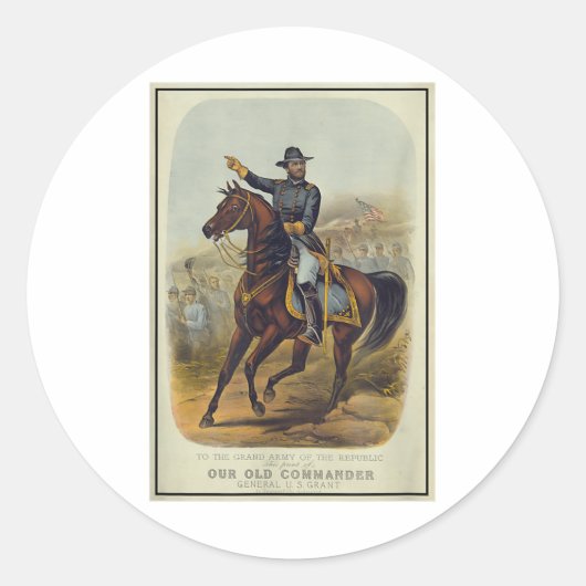 Ulysses S. Grant te paard Ronde Sticker (Voorkant)