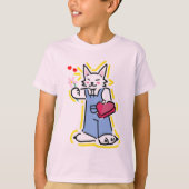 Um gatinho muito fofo te oferecendo uma flor! t-shirt (Voorkant)