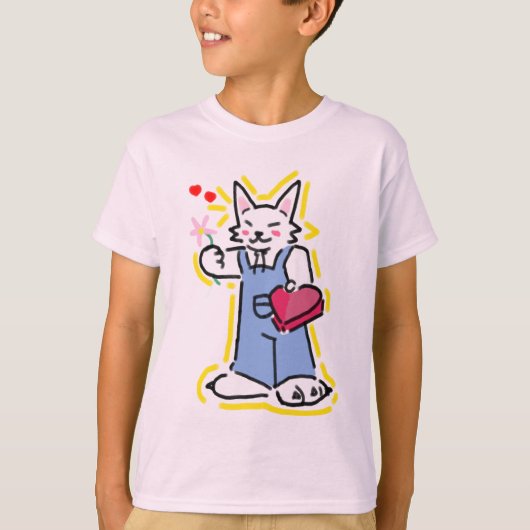 Um gatinho muito fofo te oferecendo uma flor! t-shirt (Voorkant)