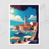 Umag Croatia Art Vintage Travel Illustration Briefkaart (Voorkant)
