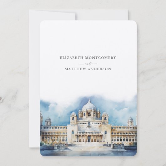 Umaid Bhawan Palace India Bruiloft Waterverf Kaart (Achterkant)