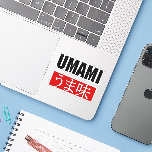 UMAMI う ま 味 STICKER (Laptop met iPhone)