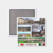 UMB004 UMBRIA I Love, Mosaic, Italy, Fridge Magneet (Voorkant / Achterkant)