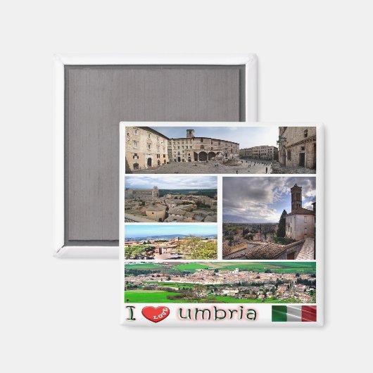 UMB004 UMBRIA I Love, Mosaic, Italy, Fridge Magneet (Voorkant / Achterkant)