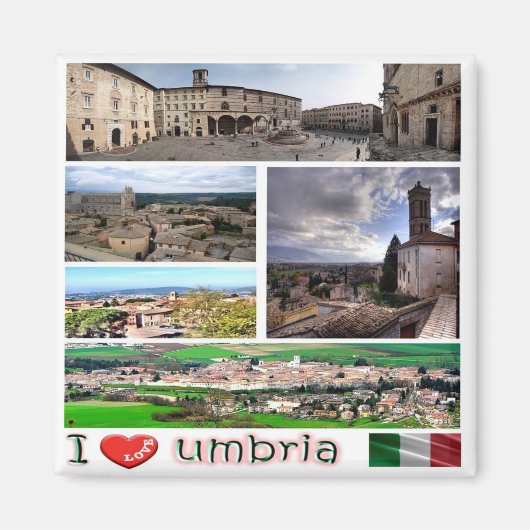 UMB004 UMBRIA I Love, Mosaic, Italy, Fridge Magneet (Voorkant)