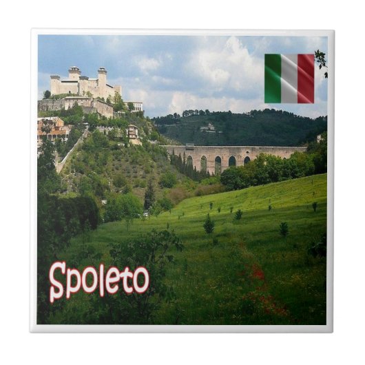 UMB010 SPOLETO, Panorama, Umbrië, Italië, Tegeltje (Voorkant)