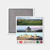UMB014 SPOLETO I Love, Mosaic, Umbria, Fridge Magneet (Voorkant / Achterkant)