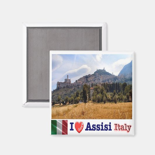 UMB033 ASSISI, I Love, Umbria, Italy, Fridge Magneet (Voorkant / Achterkant)