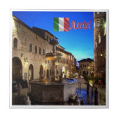 UMB034 ASSISI, Stadhuisplein, Umbrië, Tegeltje (Voorkant)
