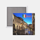 UMB034 ASSISI, Town Hall Square, Umbrië, Fridge Magneet (Voorkant / Achterkant)