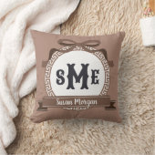 Umber Bruin Omgekeerde Griekse Sleutel Boog Monogr Kussen (Deken)