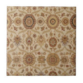 Umber Tawny Floral Persian Tapestry Design Tegeltje (Voorkant)