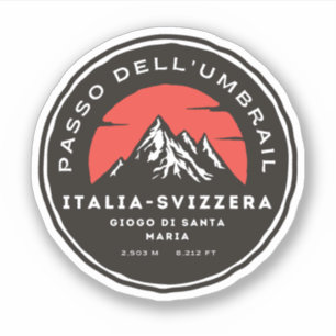 Umbrail passeert grensalpen Italië-Zwitserland Sticker