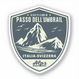 Umbrail passeert grensalpen Italië-Zwitserland Sticker