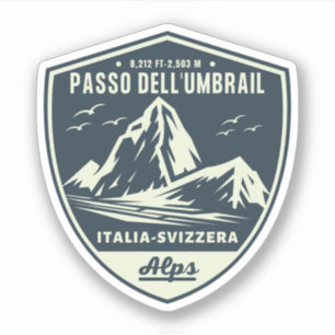 Umbrail passeert grensalpen Italië-Zwitserland Sticker