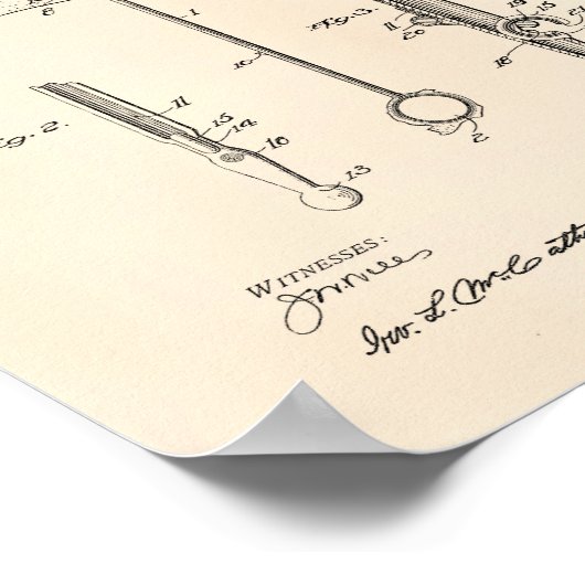 Umbrella 1912 Patent Art Old Peper Poster (Hoek)