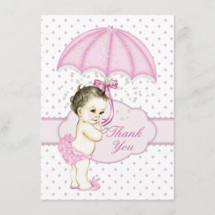 Umbrella Baby Girl Sprinkle Baby shower Dank je Bedankkaart