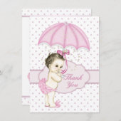 Umbrella Baby Girl Sprinkle Baby shower Dank je Bedankkaart (Voorkant / Achterkant)