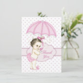 Umbrella Baby Girl Sprinkle Baby shower Dank je Bedankkaart (Staand voorkant)