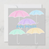 Umbrella Baby shower Blue en grijze uitnodiging (Voorkant)