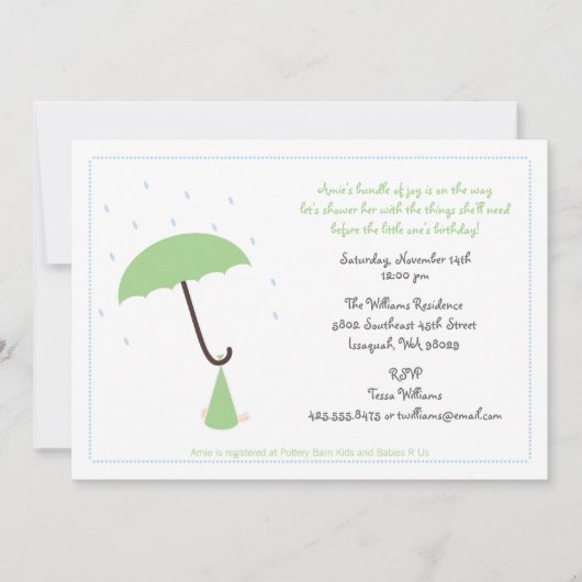 Umbrella Baby shower Invitation Kaart (Voorkant)