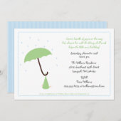 Umbrella Baby shower Invitation Kaart (Voorkant / Achterkant)