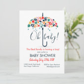 Umbrella Baby shower Invitation Kaart (Staand voorkant)
