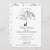 Umbrella Baby shower Invitation Kaart (Voorkant / Achterkant)