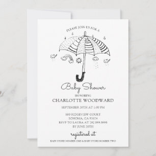 Umbrella Baby shower Invitation Kaart