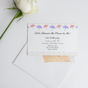Umbrella Baby shower Invitation Kaart