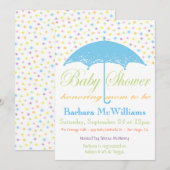 Umbrella Baby Shower-uitnodigingen Kaart (Voorkant / Achterkant)
