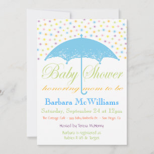 Umbrella Baby Shower-uitnodigingen Kaart