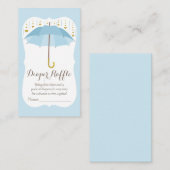 Umbrella Baby Sprinkle Blue Diaper Raffle Ticket Informatiekaartje (Voorkant / Achterkant)