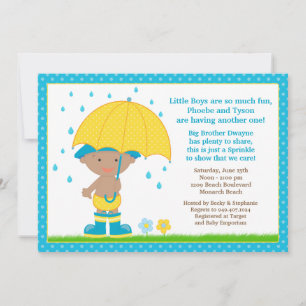 Umbrella Baby Sprinkle Shower African American Boy Kaart
