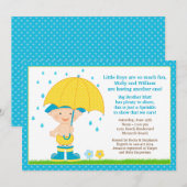 Umbrella Baby Sprinkle Shower Blue voor Boy Kaart (Voorkant / Achterkant)