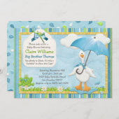 Umbrella Baby Sprinkle Shower Invitation Boy Kaart (Voorkant / Achterkant)