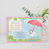 Umbrella Baby Sprinkle Shower Invitation Girl Kaart (Staand voorkant)